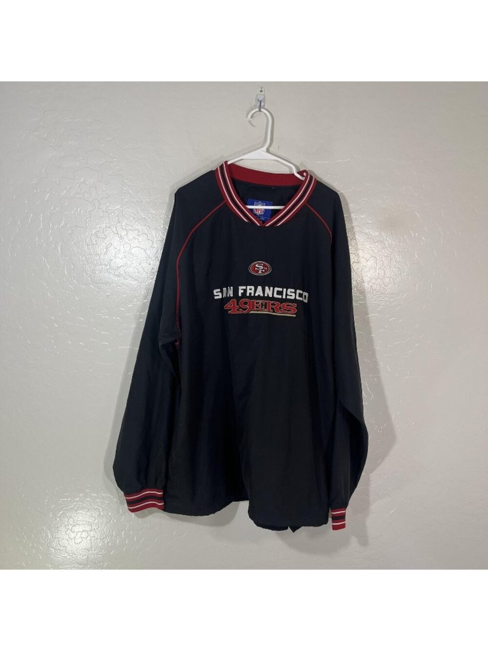 San Francisco 49ers Jacket Mens 2XL Black Red NFL Football Reebok Windbreaker